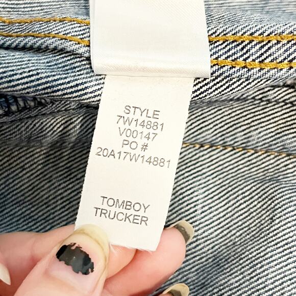 Lucky Brand Tomboy Trucker Graphic Blue Jean Babe Denim Jean Jacket Blue Small - Picture 5 of 16